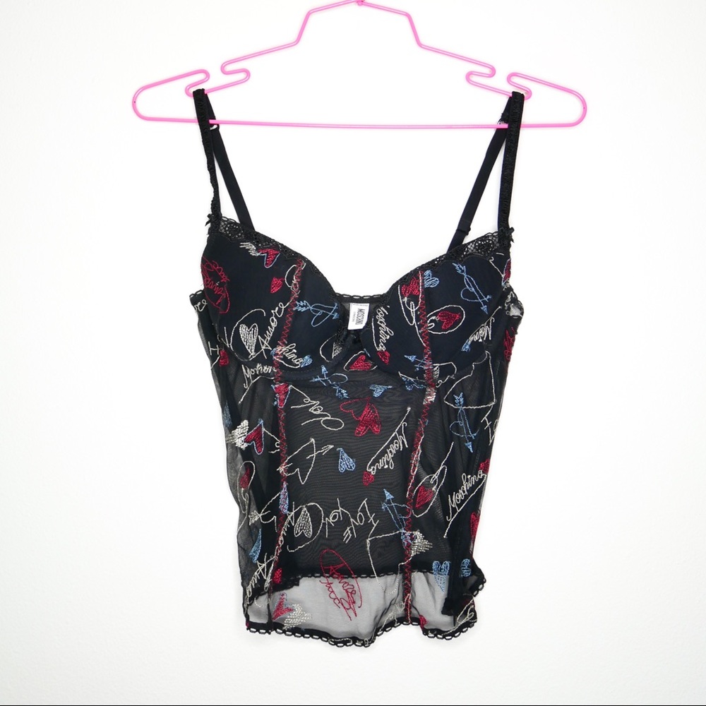 Moschino lingerie black logo bra love embroidery - Picture 1 of 7